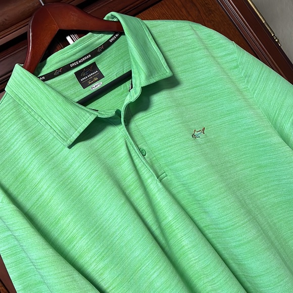 Greg Norman Shark Golf Polo Tasso Elba Wonderfully Cool Acid Green Sportswear! - Picture 5 of 6